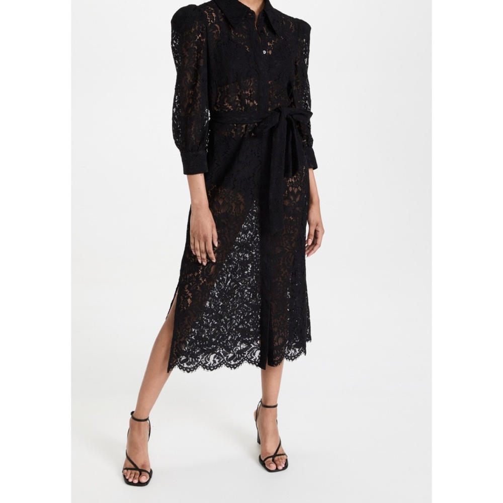 L'AGENCE Kaiya 3/4 Sleeve Black Lace Dress - Size X-Large